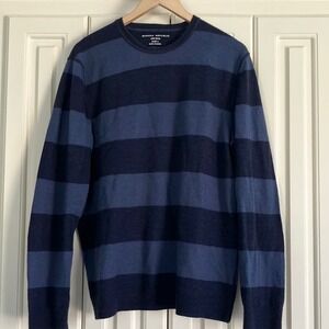 Banana Republic 100% Wool Striped‎ Long Sleeved Crew Neck Sweater Size Large